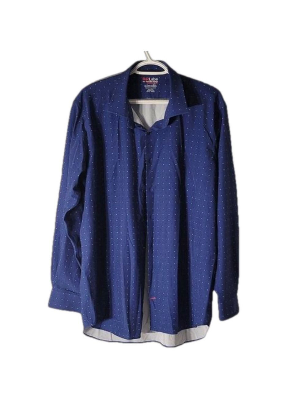 Red Label Blue Polyester Button up Shirt Men's size Extra Large